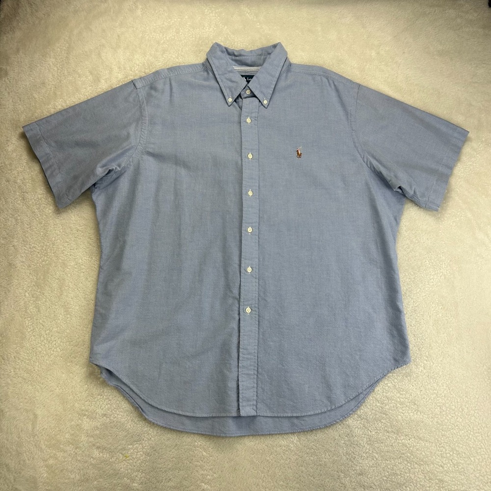 Polo Ralph Lauren Button Down Shirt‎ Mens 2XL Blue Classic Fit Fresh Pony Oxford